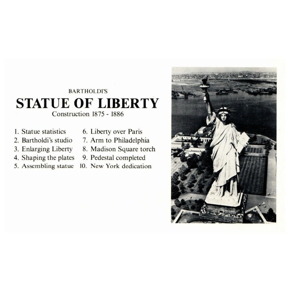 Postcard Chrome Bartholdi's State of Liberty Construction 1875-1886